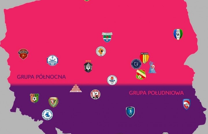 II liga z podziałem na północ - południe